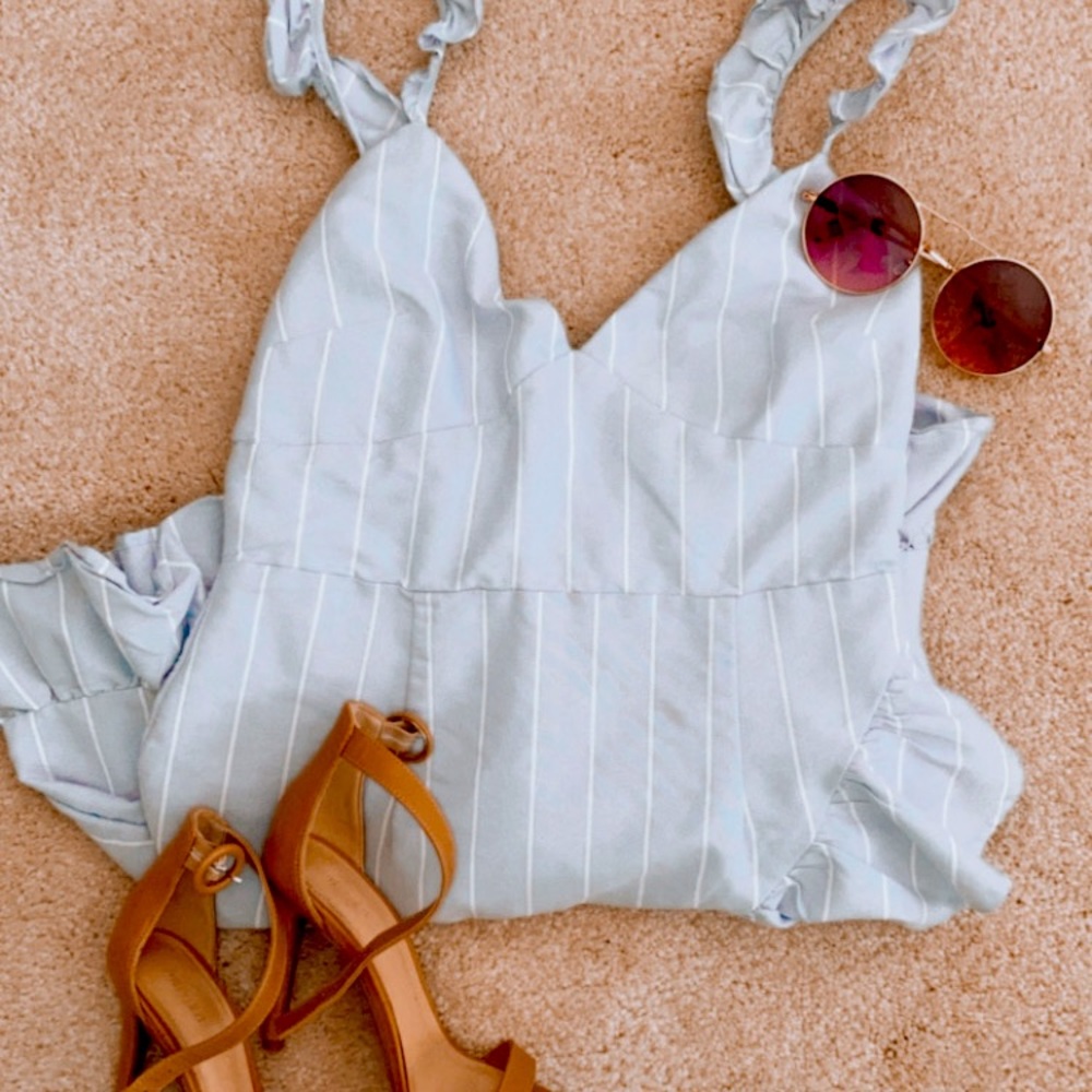 Blue and White Summer Boho Dress